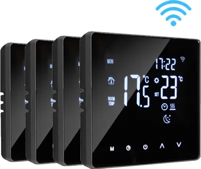 Zdjęcie produktu dla 4X Tuya WiFi inteligentne termostaty pokojowe ogrzewanie podłogowe ogrzewanie wodne termostat regulator temperatury, sterowanie aplikacją 3A - Czarny