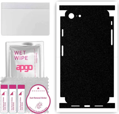 Produktbild von apgo Rückseite + Seiten Schutzfolie, Skin, kompatibel mit Apple iPhone 7, Hinten Displayschutzfolie aus Vinylfolie, kratzfest, einfache Montage - Mattschwarz