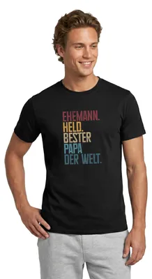 Produktbild von Spreadshirt Ehemann Held Bester Papa Der Welt Männer T-Shirt, L, Schwarz