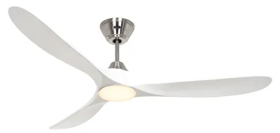 Produktbild von Deckenventilator CasaFan 315263 ECO GENUINO-L mit Licht 152cm weiße Flügel Motor gebürstetes Chrom
