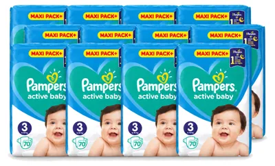 Zdjęcie produktu dla 12 sztuk pieluch dla niemowląt Pampers Active Baby, rozmiar 3, 6–10 kg - opakowanie ekonomiczne