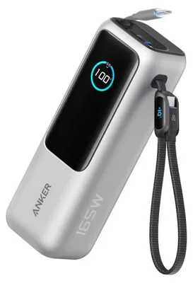 Produktbild von Anker Powerbank (25K, 165W, Integriertes + einziehbares Kabel) Silber