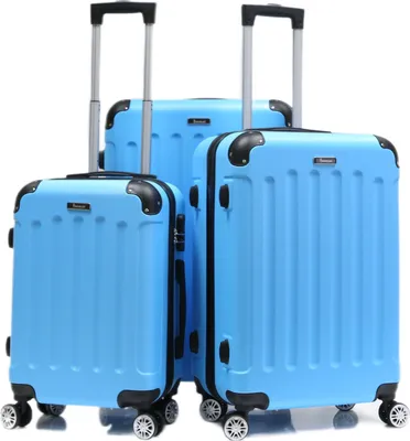 Produktbild von Reisekoffer Koffer 3 tlg Hartschale Trolley Set Kofferset Handgepäck Gepäck Reisetasche Skyblue