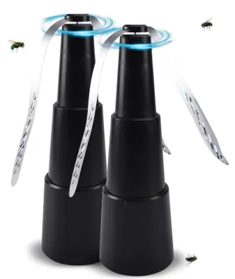 Image de Ventilateur anti-mouches rechargeable et télescopique pour l'intérieur et l'extérieur, idéal pour les tables, les barbecues, les événements et les restaurants - Noir