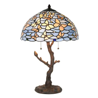 Produktbild von Clayre & Eef Tiffany Tischlampe Ø 40x60 cm Blau Glas Schmetterlinge