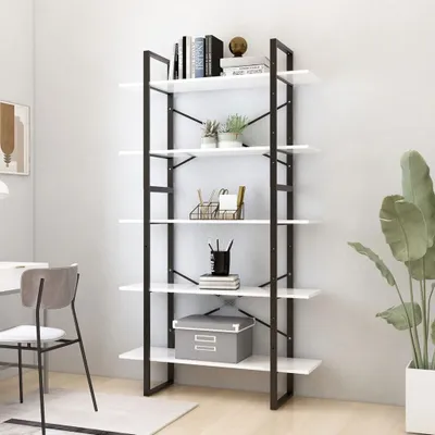 Immagine prodotto di vidaXL Libreria 5 scomparti Bianco 100x30x175 cm Materiale a base di legno - Libreria - Librerie - Libreria - Librerie