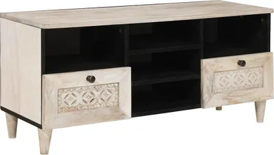Produktbild von "Schlussverkauf" TV-Einheiten moderne - Holz Fernsehschrank - mit Schubladen Weiß 100x33x46 cm Holzwerkstoff  C13812