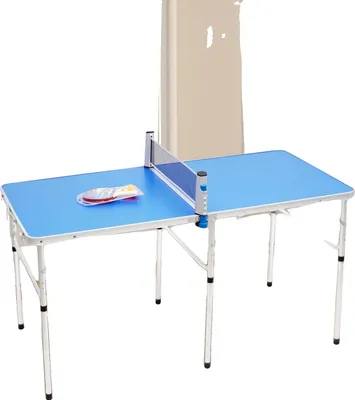 Obrázek produktu pro Stůl na stolní tenis, MDF + hliník, 152 x 76 x 76 cm, skládací provedení, včetně síťky, pálky a míčků
