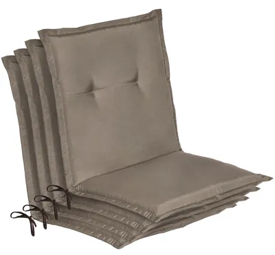 Imagen del producto de Beautissu, juego de 4 cojines para sillas de jardín de respaldo bajo, modelo Loft NL, 100x50x6 cm, color taupé
