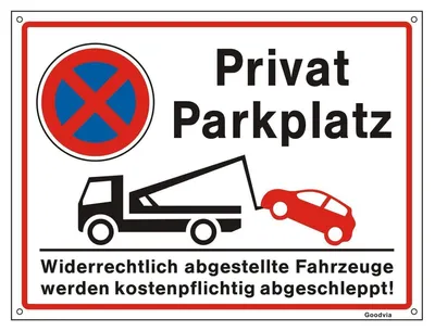 Produktbild von Privatparkplatz Schild Kunststoff 40 x 30 cm Warnschild UV Schutz