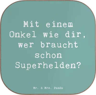 Produktbild von Mr. & Mrs. Panda Untersetzer für Gläser Spruch Super-Onkel - Meeresbrise - Geschenk, Weihnachten, Coaster, Onkel Witze, gläseruntersetzer, lustige Sprüche, Patenonkel