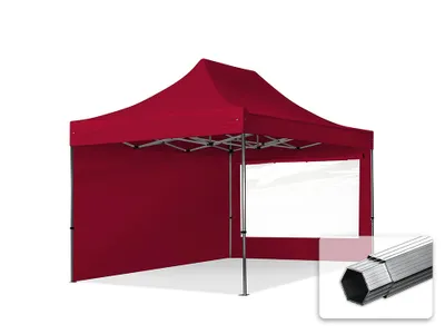 Produktbild von TOOLPORT 3x4,5m Aluminium Faltpavillon, inkl. 2 Seitenteile, rot