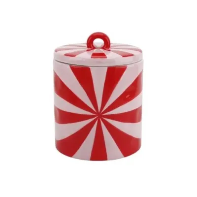 Produktbild von Aufbewahrungsglas für Lebensmittel – Wirbelmuster – Rot/Rosa – 11x11x14,5 cm