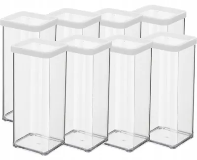 Zdjęcie produktu dla Pojemniki na żywność przysmaki kwadratowe 8x1.5L LOFT biały ROTHO