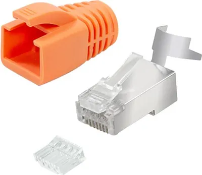 Zdjęcie produktu dla LogiLink MP0078, RJ-45, Pomarańczowy, Srebrny, Męska, Prosty, Cat7, S/UTP (STP)