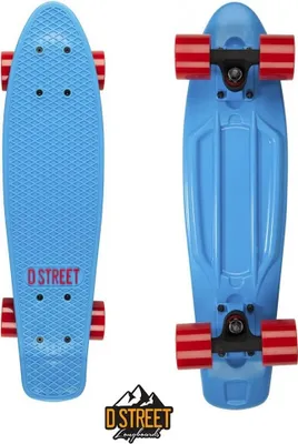 Produktbild von D Street Polyprop Mini Cruiser Kinder Retro Skateboard 57cm Blau/Rot