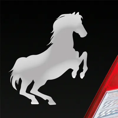 Produktbild von Auto Aufkleber Pferd Horse Pony Pferdeliebhaber Reiten 10x11,5 cm Silber Sticker Heckscheibenaufkleber
