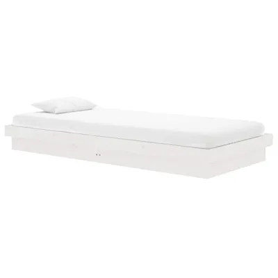 Image de Cadre de lit Blanc Bois massif 90x200 cm