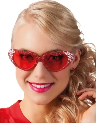 Produktbild von B350114 rot Damen Herzbrille mit Glittersternchen Partybrille
