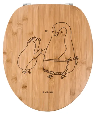 Produktbild von Mr. & Mrs. Panda WC Brille Pinguin mit Kind - Transparent - Geschenk, Muttertag, Vorbild Mama, Sitz, Familie, Opa, Toilettendeckel, Mom, Mami, WC-Brille, Klobrille