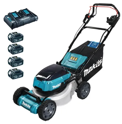 Produktbild von Makita Akku Rasenmäher DLM462PT4 2x18V (4x5.0Ah) Radantrieb