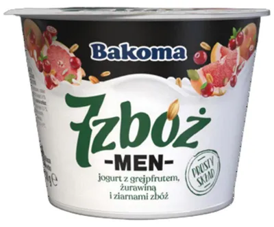 Obrázok produktu pre Jogurt naturalny z 7 zbożami Men żurawina i grejpfrut 300 g