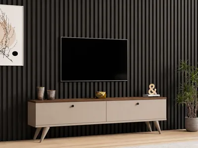 Produktbild von Skye Decor, TV-Ständer aus Melamin, Walnuss & Cashmere, 140 cm | 100% melaminbeschichtete Spanplatte | Modernes Design