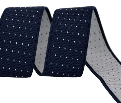 Produktbild von DonDon® Herren Hosenträger breit 3,5 cm - 4 Clips mit Leder in Y-Form - elastisch und längenverstellbar gepunktet in blau weiß