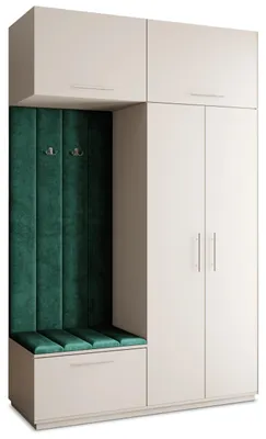 Produktbild von Masseno Garderobe-Set REMA 150/240/60 cm Modern Garderobenschrank Kaschmir, Veloursstoff MONOLITH 37 (Grün)