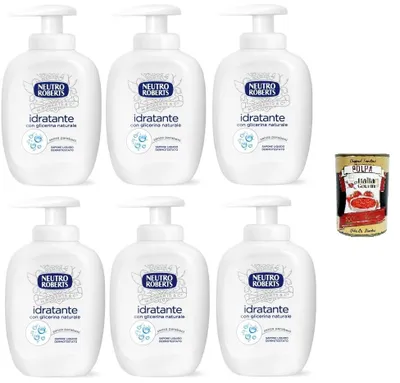 Produktbild von Neutro Roberts sapone liquido Idratante, feuchtigkeitsspendend Seife 6x 200 ml + Italian Gourmet polpa 400g