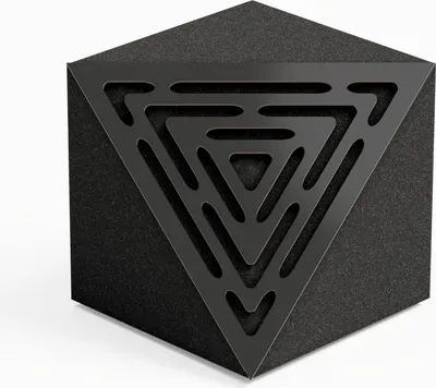Produktbild von 2er-Pack–Akustik-Eck-Decken-Bassfalle "TRICUB-WAVE"|Schallabsorbierender Akustikschaum mit perforierter,laminierter HDF-Platte [Schwarz]