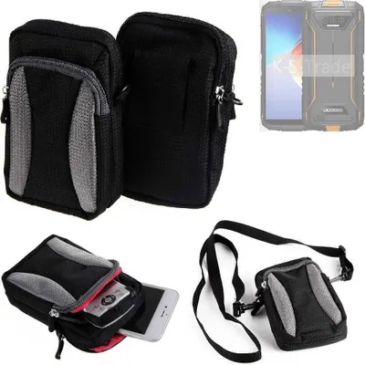 Produktbild von K-S-Trade Holster Schutz Hülle kompatibel mit Doogee S41T Handy Hülle Gürteltasche Umhängetasche mit Zusatzfach schwarz