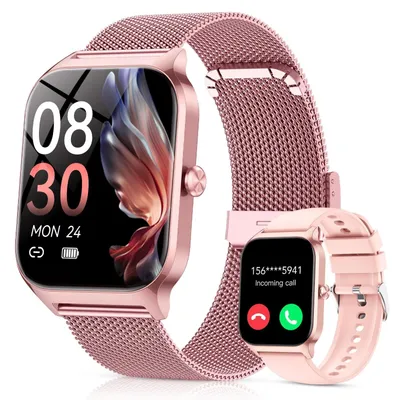Zdjęcie produktu dla Inteligentny zegarek damski z funkcją telefonu, smartwatch z ponad 120 trybami sportowymi, monitorowaniem tętna, SpO2 i snu, wodoodporny (IP68), kompatybilny z systemami iOS i Android