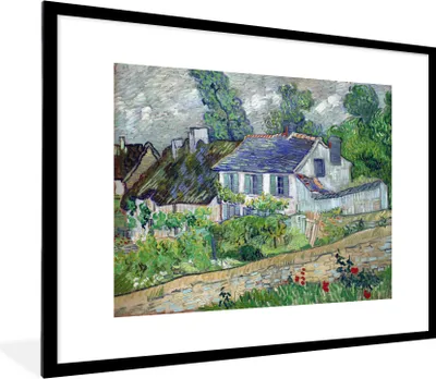 Produktbild von MuchoWow® MuchoWow® Gerahmtes Poster Haus in Auvers - Vincent van Gogh 80x60 cm - Poster mit zchwarzem Bilderrahmen - Schlafzimmer-Dekorationen - Fotoposter