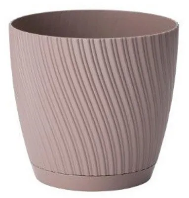 Immagine prodotto di KADAX vaso da fiori con piattino "Tubas", vaso da fiori, vaso per piante in plastica, fioriera, rotondo, 19 cm, marrone