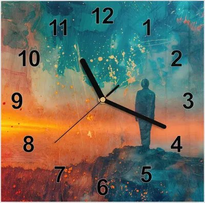 Produktbild von Wanduhr aus Glas mit Motiv Abstrakte Sonnenaufgang- 30 x 30 cm - inkl. Aufhängesystem