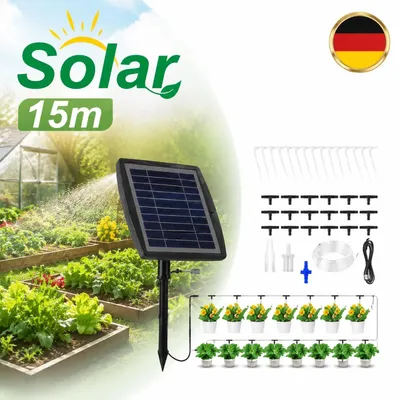 Produktbild von Bewässerungssystem Solar Automatisch IP67 Wasserdicht 15m Schlauch 15 DE