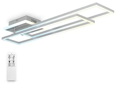 Image de B.K.Licht plafonnier LED 40W pivotant température couleur réglable gradation continue minuterie fonction nocturne télécommande aluminium brossé
