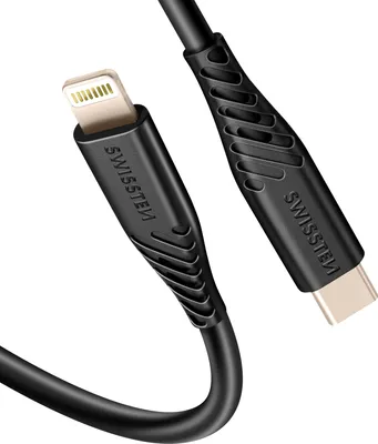 Obrázek produktu pro Swissten, kabel USB-C na Lightning 30 W, silikonová ochrana proti zamotání, černý
