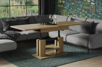 Produktbild von Endo-Möbel Couchtisch Iso 110-170cm Doppellift höhenverstellbar ausziehbar erweiterbar Funktionstisch (Natur Eiche)