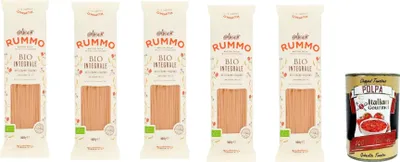 Produktbild von Rummo Pasta Integrale Linguine N° 13, Vollkornnudeln Nudeln Vollkorn Italienische Pasta 5x 500g + Italian Gourmet polpa 400g