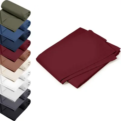 Produktbild von DOPPELPACK Bettlaken ohne Gummizug 140x200 cm Haustücher 100% RENFORCE Baumwolle Betttücher Tischdecken, Farbe: Bordeaux