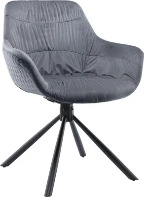 Produktbild von SalesFever Armlehnstuhl mit Steppung | 360 Grad Drehfunktion | Bezug Samt | Gestell Metall | B 64 x T 63 x H 82 cm | grau – schwarz