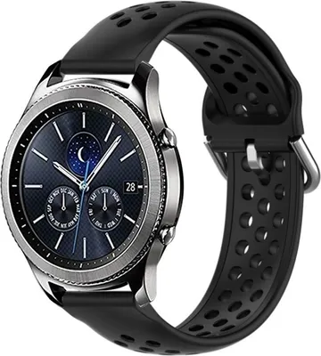 Produktbild von Strap-it Samsung Gear S3 Classic / Frontier Silikonarmband mit Löchern (Schwarz)