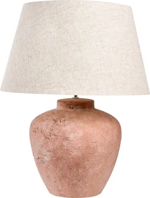 Zdjęcie produktu dla BELIANI Rustykalna lampa stołowa brązowa ceramiczna podstawa materiałowy lniany klosz salon sypialnia