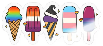 Produktbild von Spreadshirt LGBTQ+ Eiscreme Vielfalt Sticker Aufkleber, 10 x 10 cm, Transparent glänzend