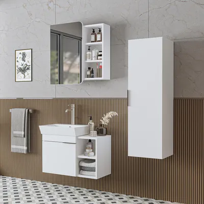 Immagine prodotto di Roomart LYCIA-72 Set di mobili da bagno a 4 pezzi, larghezza 72 cm, bianco