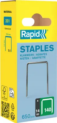 Produktbild von Rapid 40109517, Klammerpack, 1,4 cm, 650 Heftklammern, Teppich, R34, R44, R64, ALU740, ALU840, ALU940, R54, E-tac, ESN114, R214, PS111