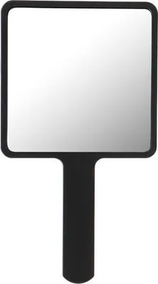 Image de Miroir à main UNIQ carré noir - Miroir de courtoisie compact avec poignée mate, 15 cm