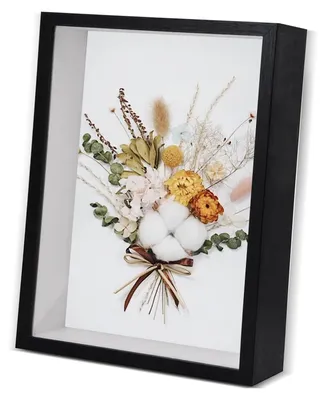 Produktbild von 3D-Objektrahmen zum Befüllen - Tiefer Bilderrahmen mit Acrylplatte - Zur Präsentation von Objekten und Blumen - Schwarz, 27,3x22,3x3 cm